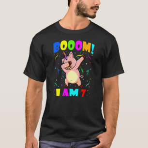 T-shirt Enfants Dabbing Piggycorn Boom I Am 7 Boy Girl 7th