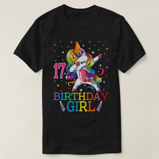 T-shirt Enfants Dabbing Unicorn 17 ans 17e anniversaire pa (Design devant)