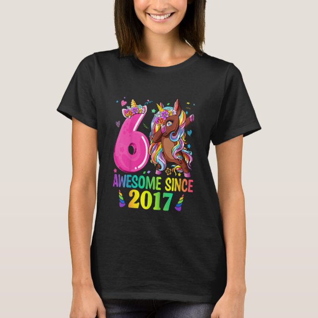 T-shirt Enfants Dabbing Unicorn 6e anniversaire fille Unic (Devant)