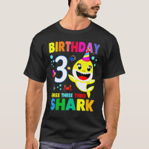 T-shirt Enfants d'anniversaire Enfants requin 3e fille 3 a