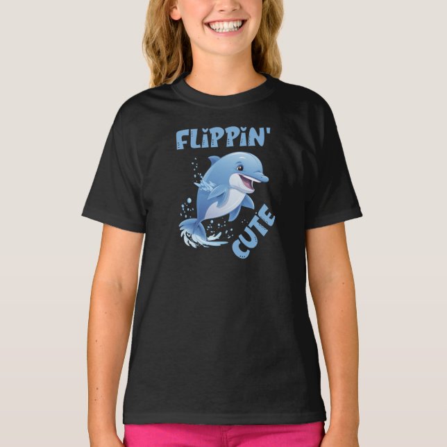 T-shirt Enfants dauphins mignons à retourner (Devant)