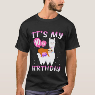 T-shirt Enfants de 10 ans 10ème anniversaire Lama Paresseu