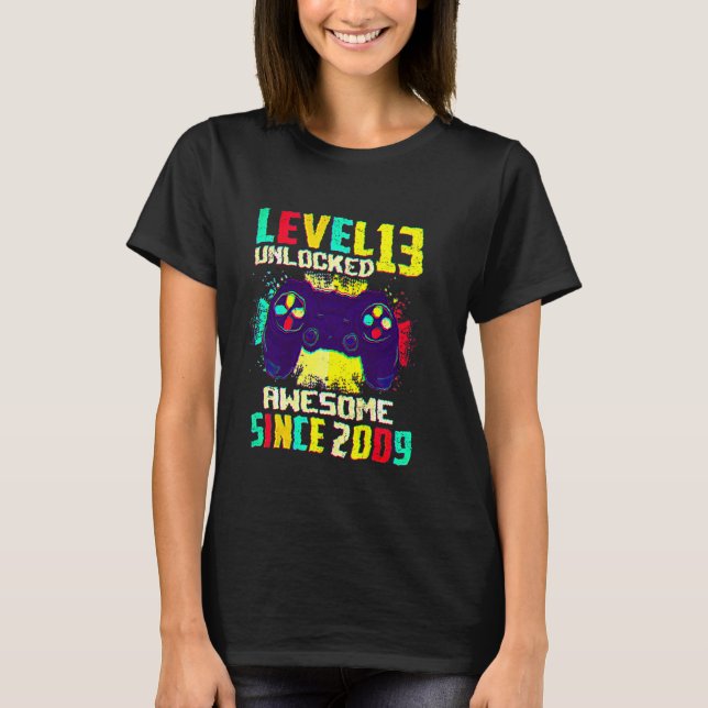 T-shirt Enfants de 13 ans Ados Niveau 13 Déverrouillé 13e  (Devant)