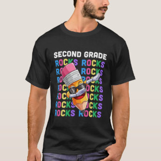 T-shirt Enfants De 2E Année Rocks Retour À L'École Garçons