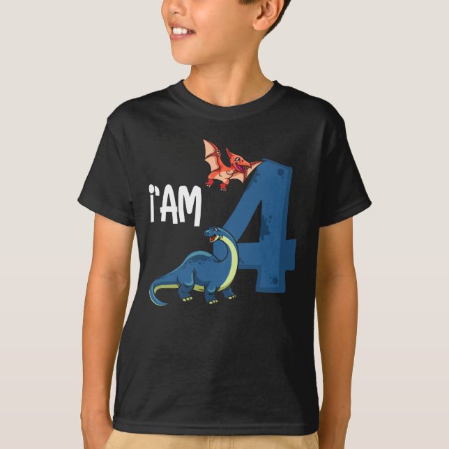 T-shirt Enfants de 4 ans Dinosaur Dinos 4 ans (Devant)