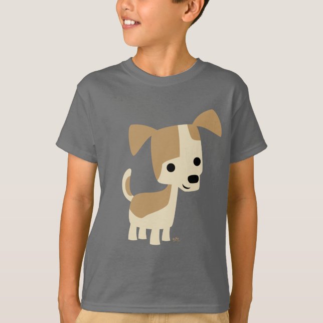 T-shirt Enfants de chien de chien de caricature cu (Devant)