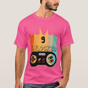 T-shirt Enfants de niveau 9 Jeu vidéo déverrouillé 9e anni