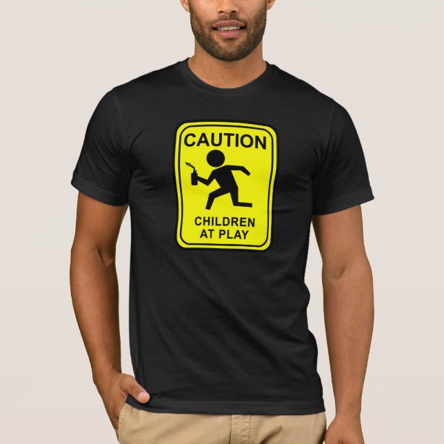 T-shirt Enfants de précaution au jeu - coureur de torche (Devant)