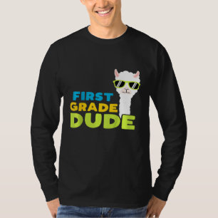 T-shirt Enfants de première année Dude Llama Retour à l'éc