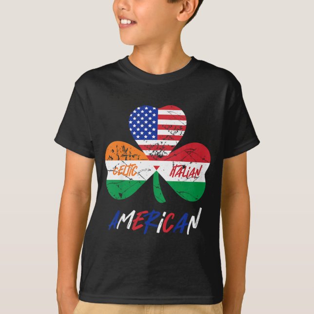 T-shirt Enfants demi irlandais demi-italien drapeau améric (Devant)