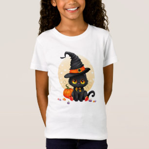 T-Shirt Enfants d'Halloween Chat Noir Mignon