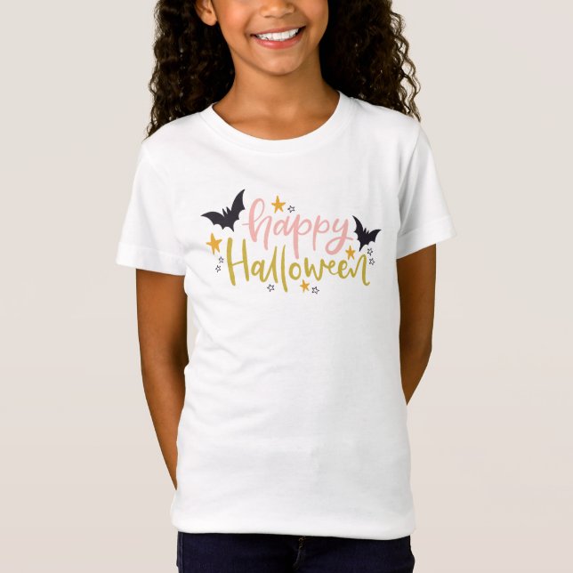 T-Shirt Enfants d'Halloween rose et vert (Devant)