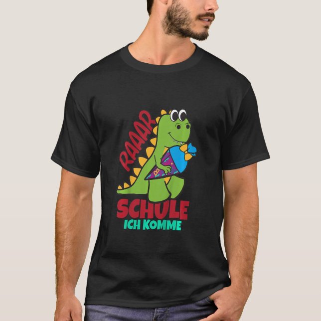 T-shirt Enfants Dino School Dinosaur School Cone Je Viens (Devant)