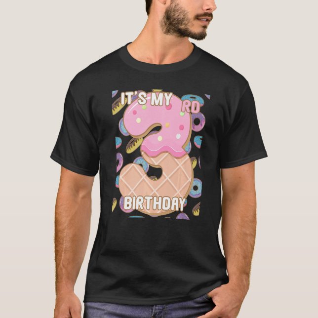 T-shirt Enfants Donut sucré C'est mon 3e anniversaire 3 an (Devant)