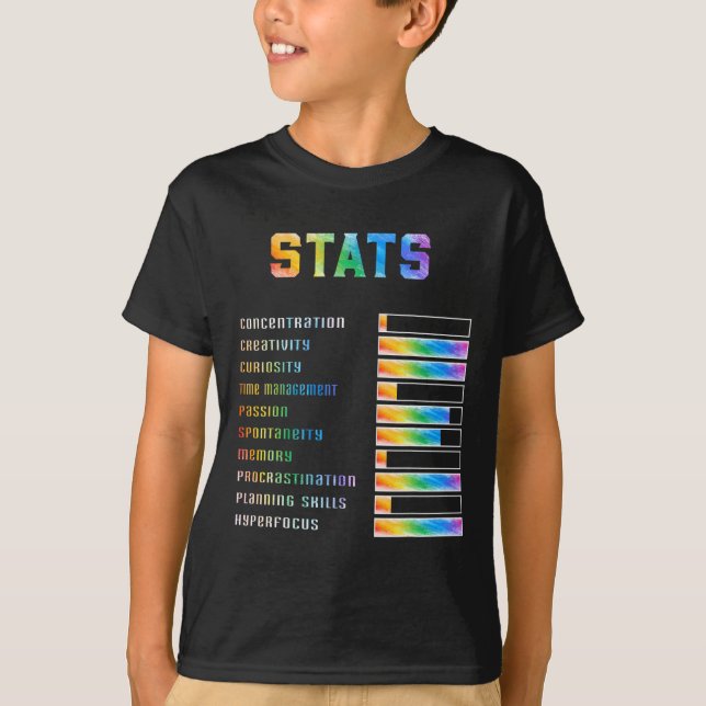 T-shirt Enfants drôles avec stats Adhd Neurodiversité Adhd (Devant)
