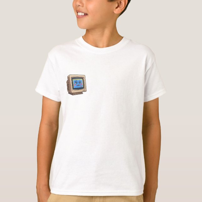 T-shirt Enfants Écran d'Ordinateur Rétro Triste (Devant)