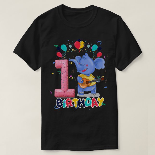 T-shirt Enfants Elephant Anniversaire fête 1 An Garçon 1th (Design devant)