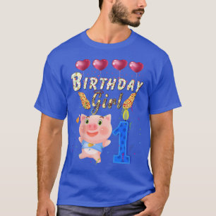 T-shirt Enfants Enfants 1 an Vieux porc Anniversaire Fille