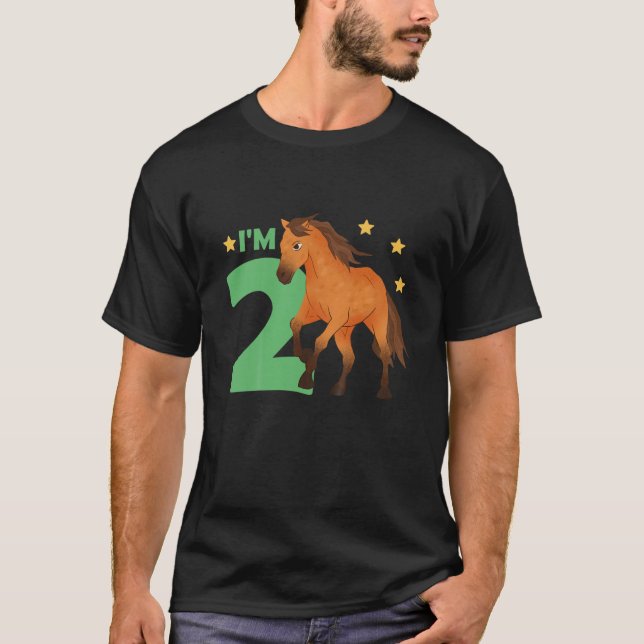 T-shirt Enfants Enfants 2E Anniversaire Cheval Deux Ans Ri (Devant)