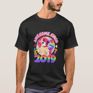 T-shirt Enfants Enfants 3E Anniversaire Fête Unicorne Fill