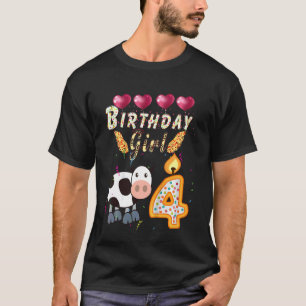 T-shirt Enfants Enfants 4 Ans Vache Anniversaire Fille Mig