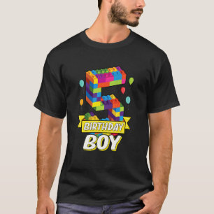 T-shirt Enfants Enfants 5 ans Bâtiment Blocs 5e anniversai