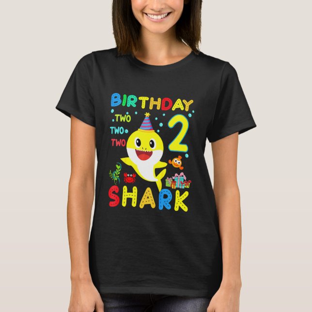 T-shirt Enfants Enfants Bébé Requin 2e anniversaire Garçon (Devant)