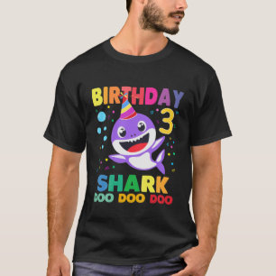 T-shirt Enfants Enfants Bébé requin 3 ans 3e anniversaire