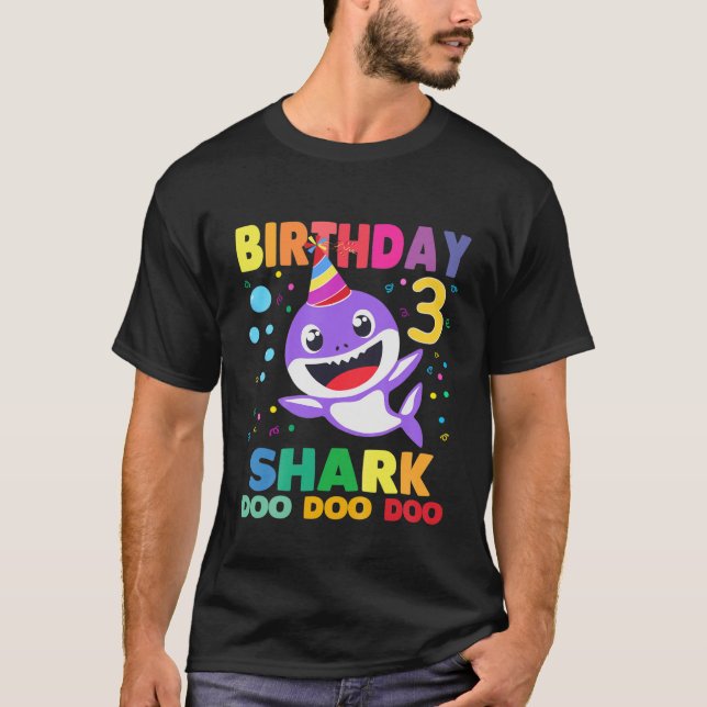T-shirt Enfants Enfants Bébé requin 3 ans 3e anniversaire  (Devant)