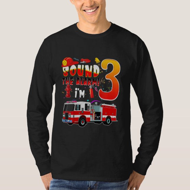 T-shirt Enfants Enfants Camion d'incendie 3e anniversaire  (Devant)