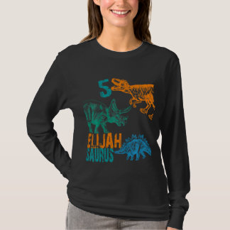 T-shirt Enfants Enfants Elijah Saurus 5e anniversaire Garç