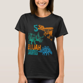 T-shirt Enfants Enfants Elijah Saurus 5e anniversaire Garç