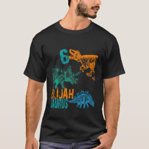 T-shirt Enfants Enfants Elijah Saurus 6e anniversaire Garç