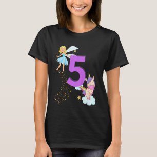 T-shirt Enfants Enfants Fée Anniversaire fête 5 ans Thème