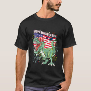 T-shirt Enfants Enfants Heureux Rawrth De Juillet Dinosaur