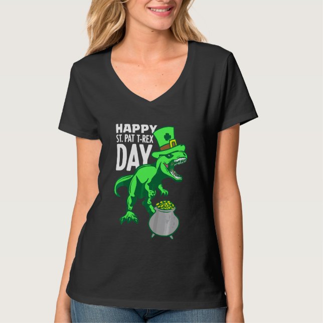 T-shirt Enfants Enfants Joyeux St Pat Trex Jour Dino Patri (Devant)