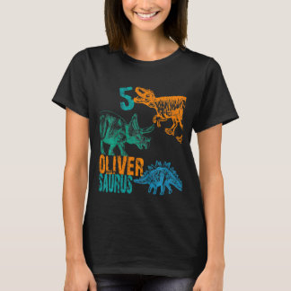 T-shirt Enfants Enfants Oliver Saurus 5e anniversaire Garç