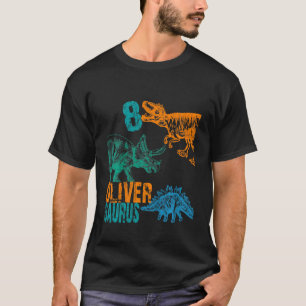 T-shirt Enfants Enfants Oliver Saurus 8e anniversaire Garç