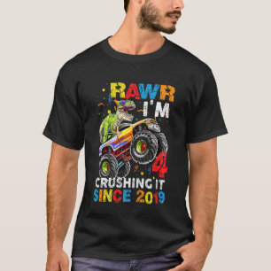 T-shirt Enfants Enfants TRex Dinosaur Monster Camion 4e an