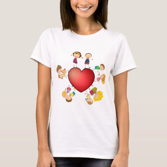 T-shirt Enfants et coeur (Devant)