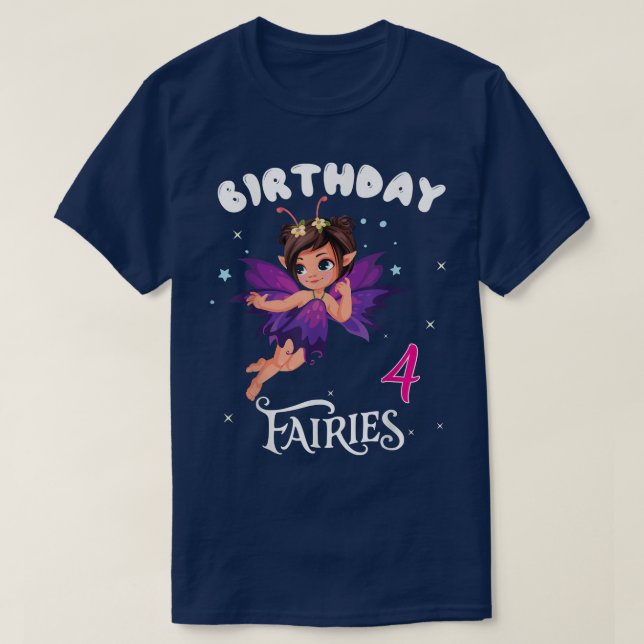 T-shirt Enfants Fairy Anniversaire fête 4 ans Fairy Birtha (Design devant)