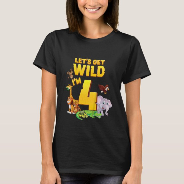 T-shirt Enfants Faisons-nous Wild I'm 4 Safari Jungle Zoo  (Devant)