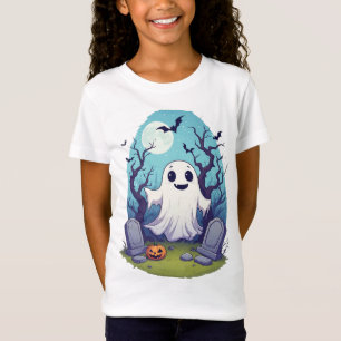 T-Shirt Enfants Fantôme d'Halloween avec Chauves-Souris et