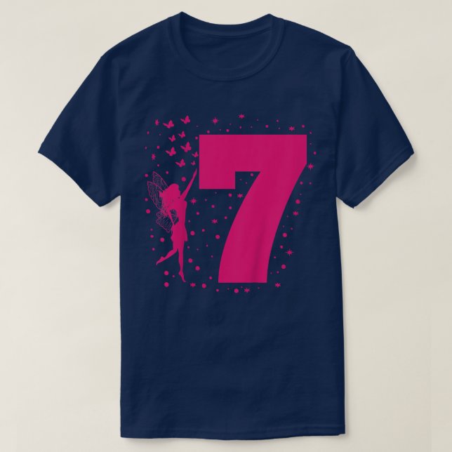 T-shirt Enfants Fée Anniversaire Âge 7 Sept ans Filles Pa (Design devant)
