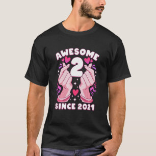 T-shirt Enfants Fille 2e anniversaire, né 2021, coeur K-po