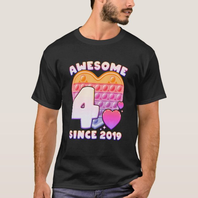 T-shirt Enfants Fille 4e anniversaire Awesome depuis 2019  (Devant)