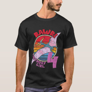 T-shirt Enfants Fille 4E Anniversaire I Rawday! Pterodacty