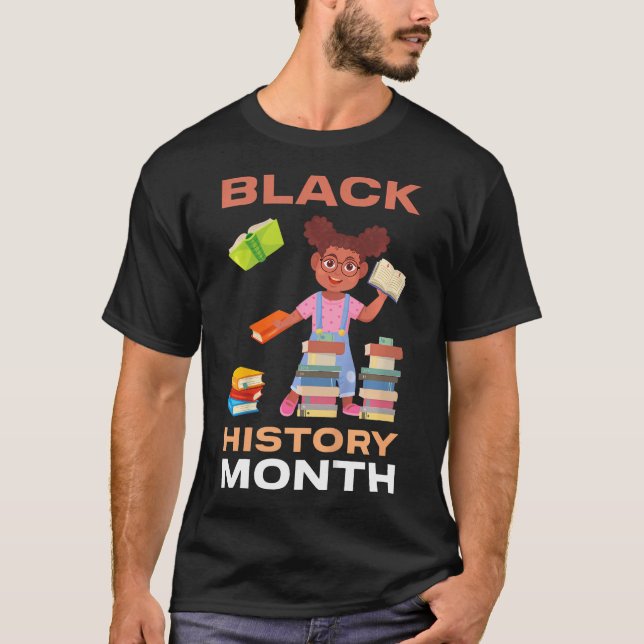 T-shirt Enfants Fille Lecture Livre Noir Mois d'histoire B (Devant)