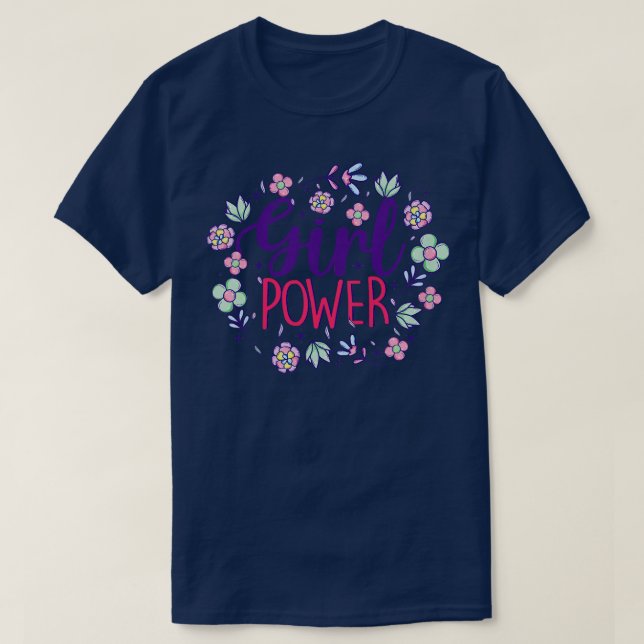 T-shirt Enfants Fille Power Floral Feminist Bébé Fille Fem (Design devant)