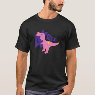 T-shirt Enfants Fille Quatre Rex Dinosaur 4 Ans Fille Four